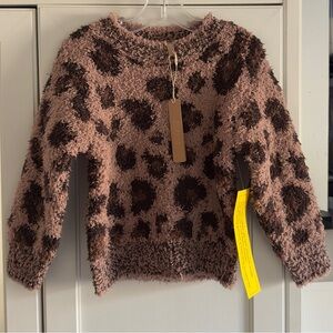 Skims Cozy Fairisle Kids Pullover in Sienna Leopard Print Size 2T/3T
